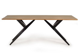 Mesa de Comedor Industrial Giner y Colomer en Madera de Acacia con Base Negra 200x100cm
